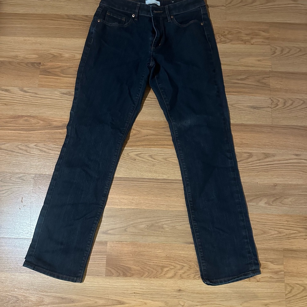 LOFT Women's Curvy Dark Blue Straight Leg Jeans